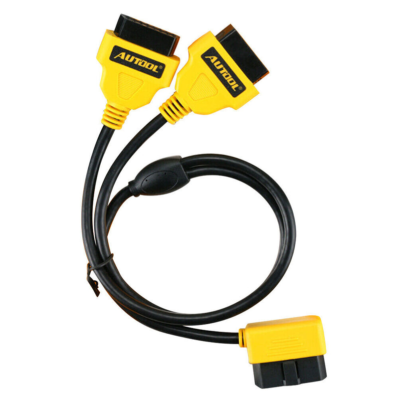 AUTOOL OBD2 OBD II 90 Angled 16Pin Male to Dual Straight Female Y Splitter