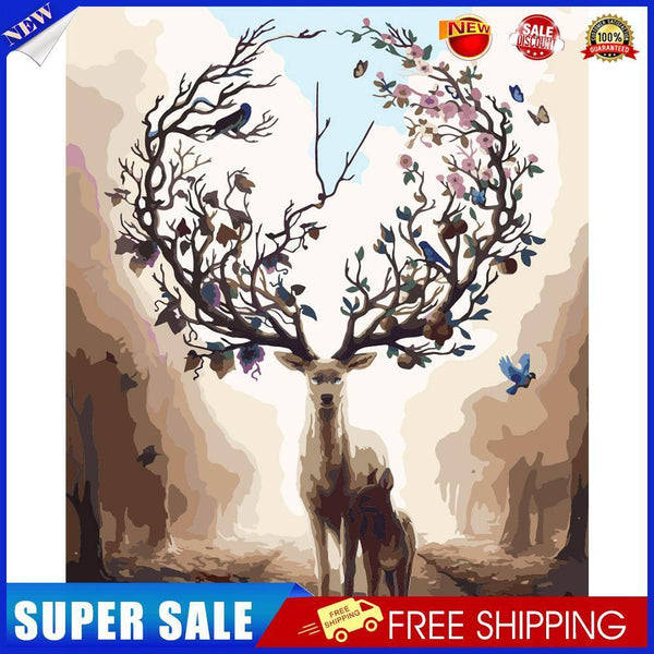 Sika Deer Partial Oil Paint By Numbers DIY Handpainted on Canvas Wall Art
