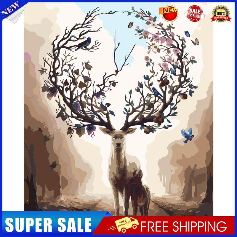 Sika Deer Partial Oil Paint By Numbers DIY Handpainted on Canvas Wall Art