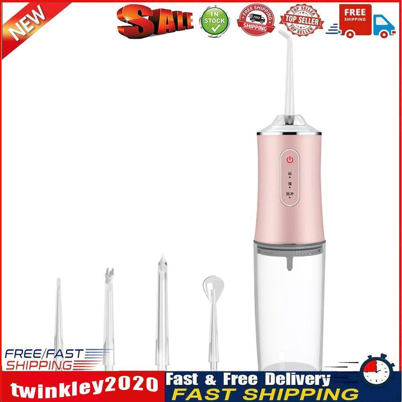 Oral Irrigator USB Rechargeable Water Flosser 300ML Teeth Cleaner (Pink) Newly