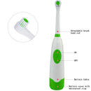 Rotating Anti Slip Waterproof Electric Toothbrush with 2 Brush Heads Green Newly
