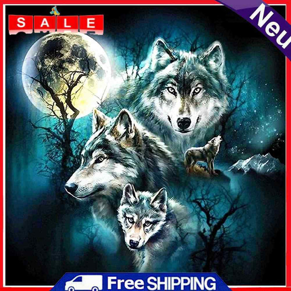 5D DIY Full Drill Diamond Painting Wolves Cross Stitch Needlework Set Home Decor