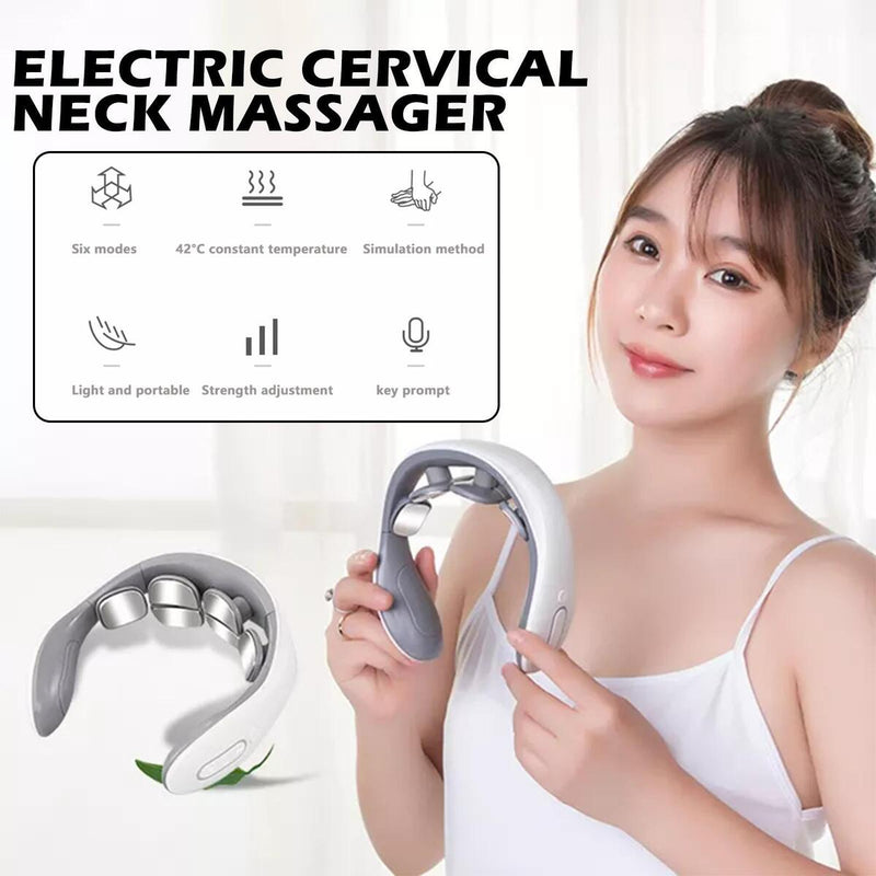Electric Cervical Neck Massager Heated Relax Body Shoulder Musle Relief Pain~