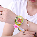 5pcs LED Flash Light Rhinestone Student Silicone Quartz Watch (Pink)