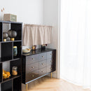 Short Curtain Shading Curtains Home Decor for Window Screen (Brown Grid)