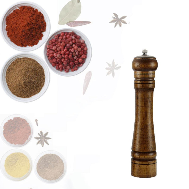 Ceramic Core Solid Wood Manual Grinder Salt Pepper Mill Spice Jar (10inch)