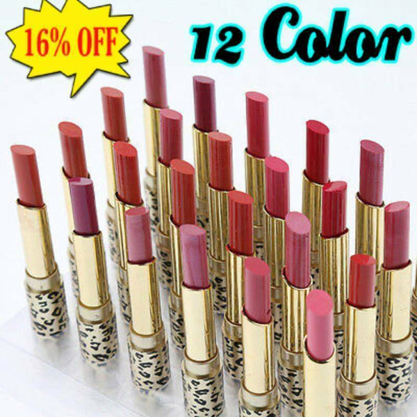 12 Colors Leopard Lipsticks Makeup-Lasting Lip Gloss Set Cosmetic Makeup V5K3