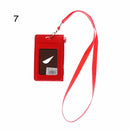 With Lanyard Faux Leather Multi colored ID Holders Wallets Card Case Zipper Bag