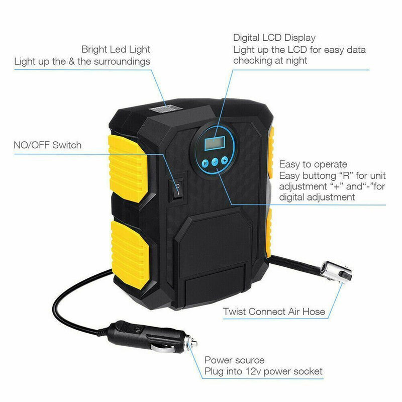 with LED Lamp Tire Flator Car Tire Inflator Automobile Tire Pump Air Compressor