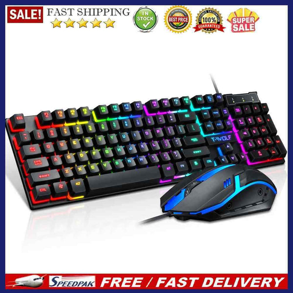 TF200 Rainbow RGB Back Light Keyboard Mouse Mice Wired Keyboard Mouse Combos Set