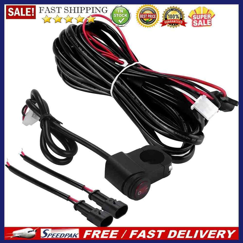 Motorcycle LED Switch Harness LED Work Fog Light Switch Cable Wire Relay Kit