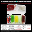 40pcs Soft Fishing Lure Kit Jig Head Hook Bait with Tackle Box (Style C)