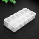 2Row 10Grid Portable Plastic Box Holder Storage Container Case(White)