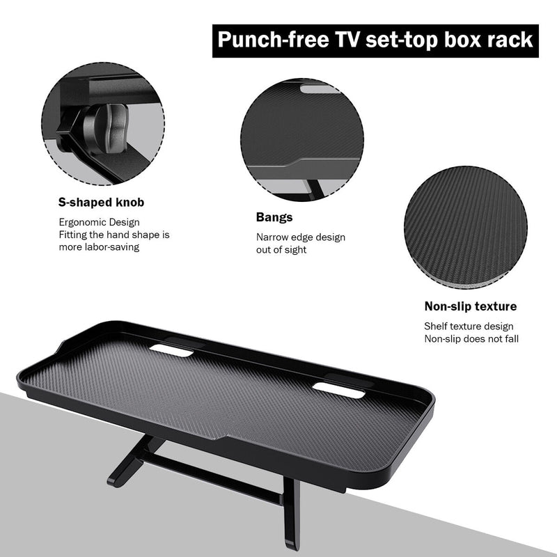 TV and Screen Top Shelf Monitor Top Mounting Bracket for Cable Box (Black) Newly