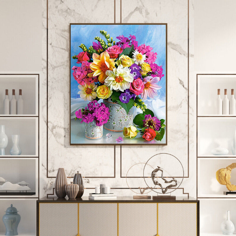 5D DIY Diamond Painting Kits Table Flowers Full Round Drill Wall Decor Art Cr