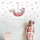 Cute Grey Bunny Ballet Rabbit Wall Stickers For Kids Baby Room Nursery Wall W9S8