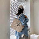 Women Corduroy Shoulder Bag Cartoon Bear Shopping Bags Casual Female Handbags