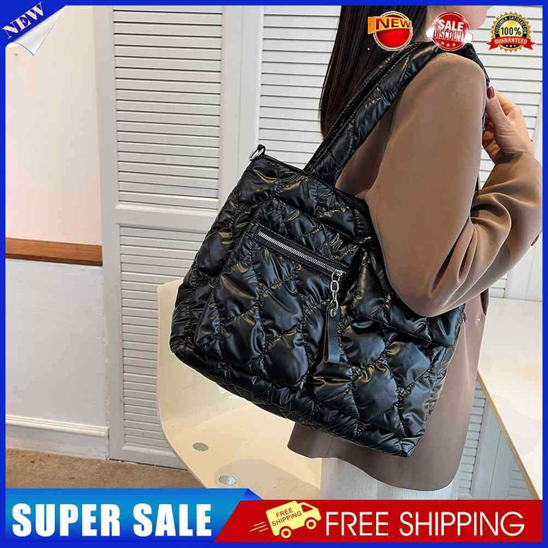 #A Autumn Winter Crossbody Bags Portable Quilted Handbag Zipper Pocket for Shopp