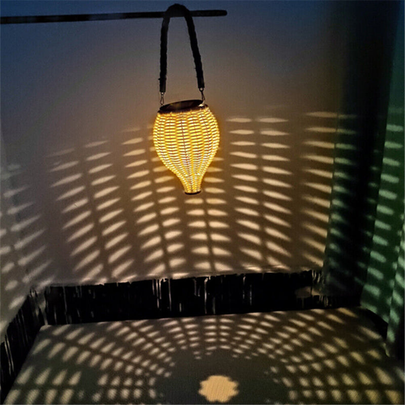 Rattan Hanging Solar Light Outdoor Garden Yard Landscape Lamp Decor (Brown)
