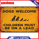Dogs Welcome Rectangular Metal Plate Tin Painting Signs Cave Wall Art Poster