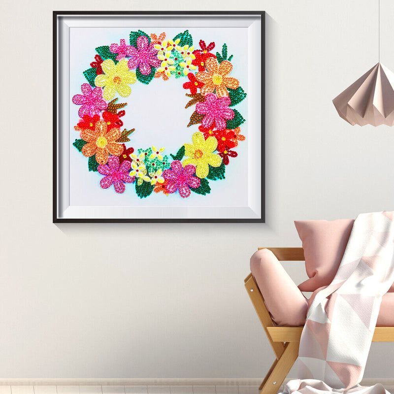 5D DIY Colorful Wreath Part Special Drill Diamond Painting Mosaic Artwork Newly