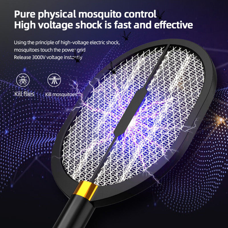 3 In 1 Electric Mosquito Swatter USB Rechargeable Mosquito Insect Racket Newly