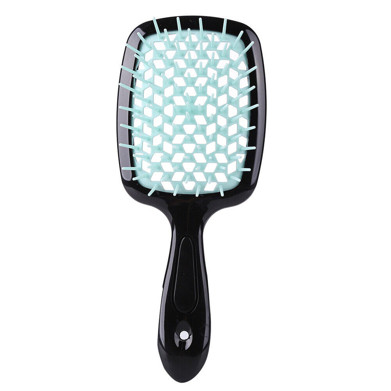 Wide Teeth Air Cushion Comb Scalp Massage Salon Hair Brush (Black Blue)