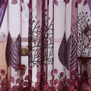 Flower Printing Curtain Yarn Tulle Window Curtain Panel for Bedroom (Purple