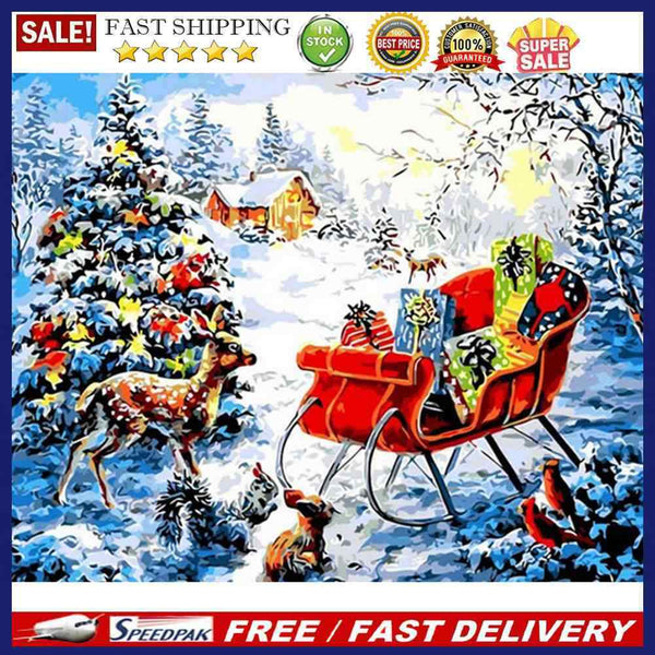 Oil Painting By Numbers Snow Elk DIY Drawing Christmas Picture Home Decoration