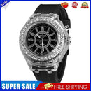 5pcs LED Flash Light Rhinestone Student Silicone Quartz Watch (Balck)