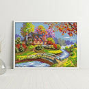 Country House Full Cross Stitch 14CT Counted Embroidery DIY Needlework Kits
