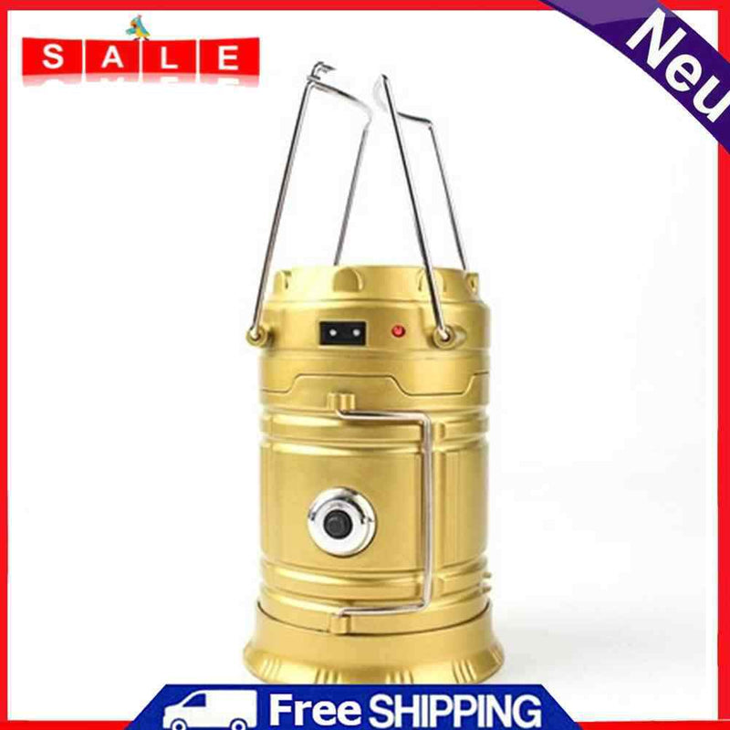 Portable Solar Power Lamp Camping Flashlight Retractable Emergency Light Lantern