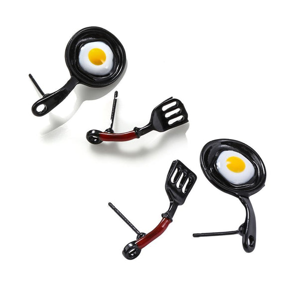 Earrings Korean Dangle Asymmetric Elegant Ear Stud Enamel Fried Egg Earrings