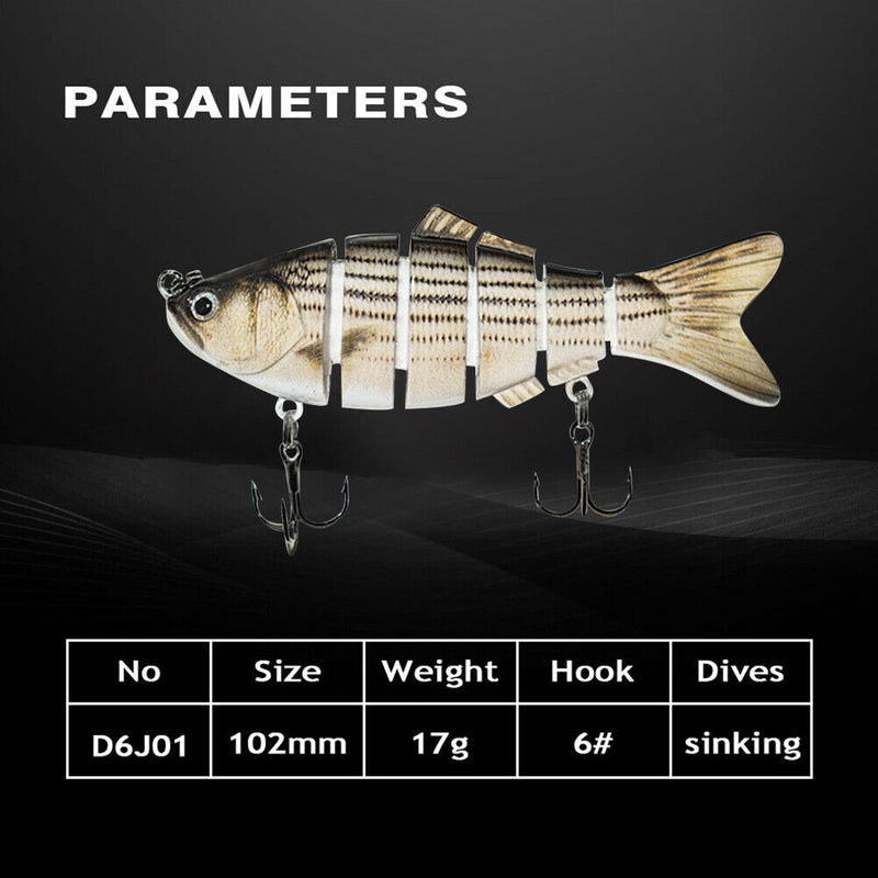10cm 17g Topwater Fishing Lures Crankbait Artificial 6 Segments Hard Bait Tackle