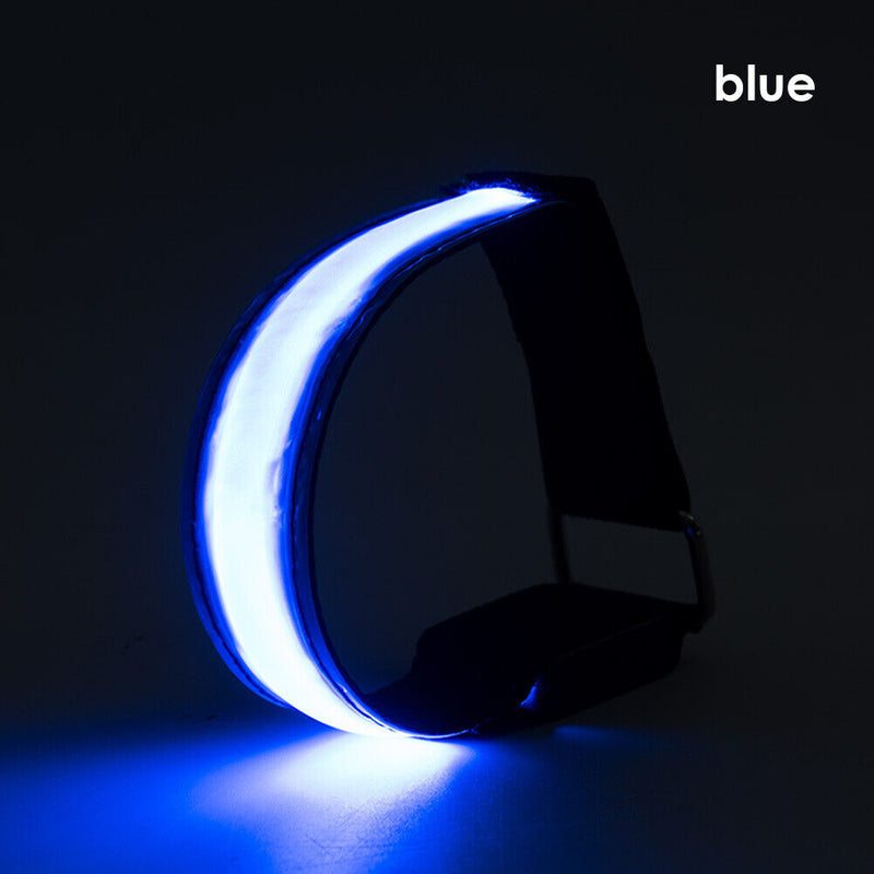 LED Luminous Armband Bracelet Cycling Reflective Warning Wristbands (Blue)
