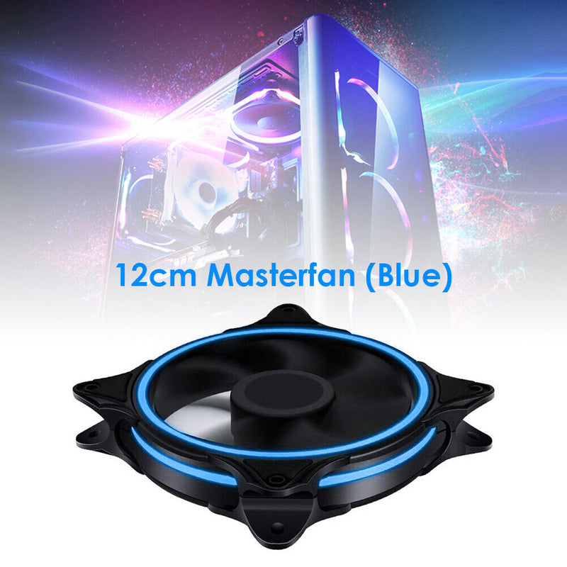 120mm PC Case Fan Halo Triple-Ring Chassis Cooling Fan for Desktop (Blue)