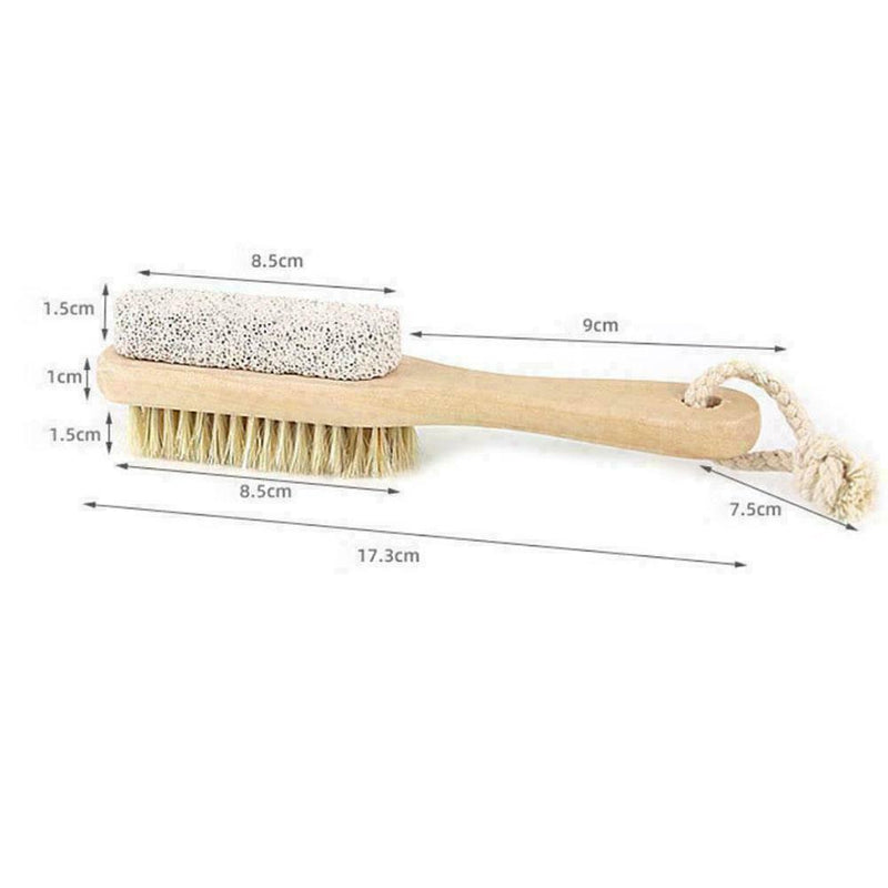 1x Wood Handle Pumice Stone Foot Cleanser Brushs Feet Remove Exfoliating J5D7