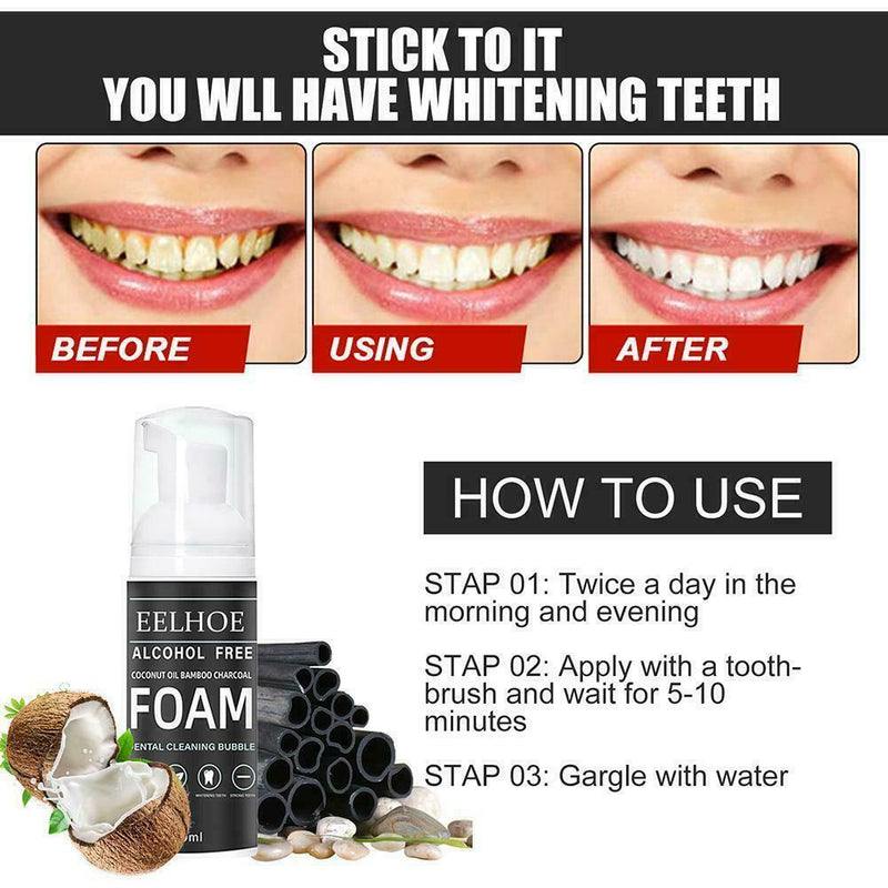 60ml Bamboo Charcoal Foam Toothpaste Teeth Whitening Children For Adults & G3A1