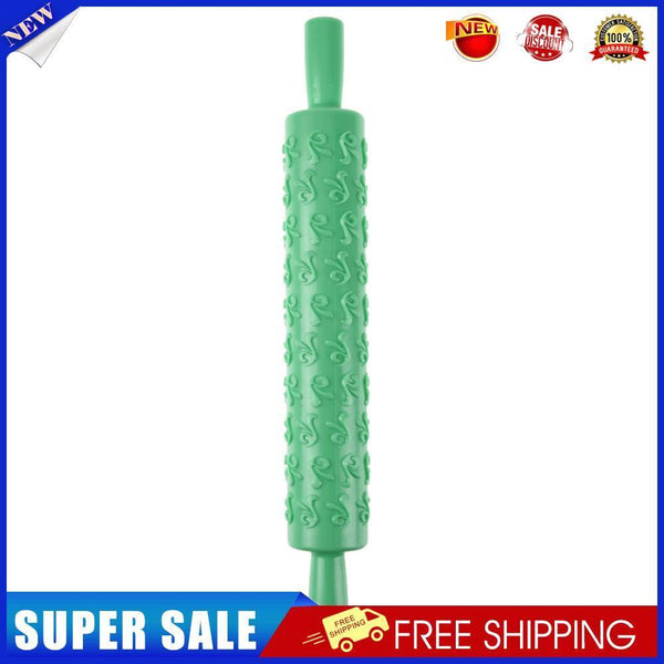 Rolling Pin Pattern Baking Tool Fondant Embossed Mold Cake Deco(Green)