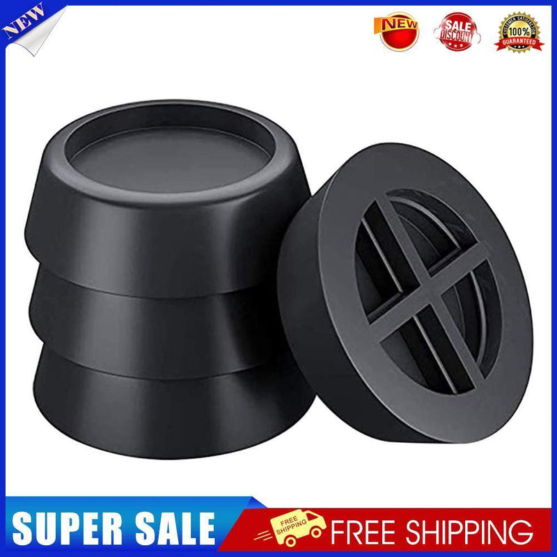 4pcs Rubber Leg Anti-vibration Non-slip Refrigerator Chair Feet Mat (Black)