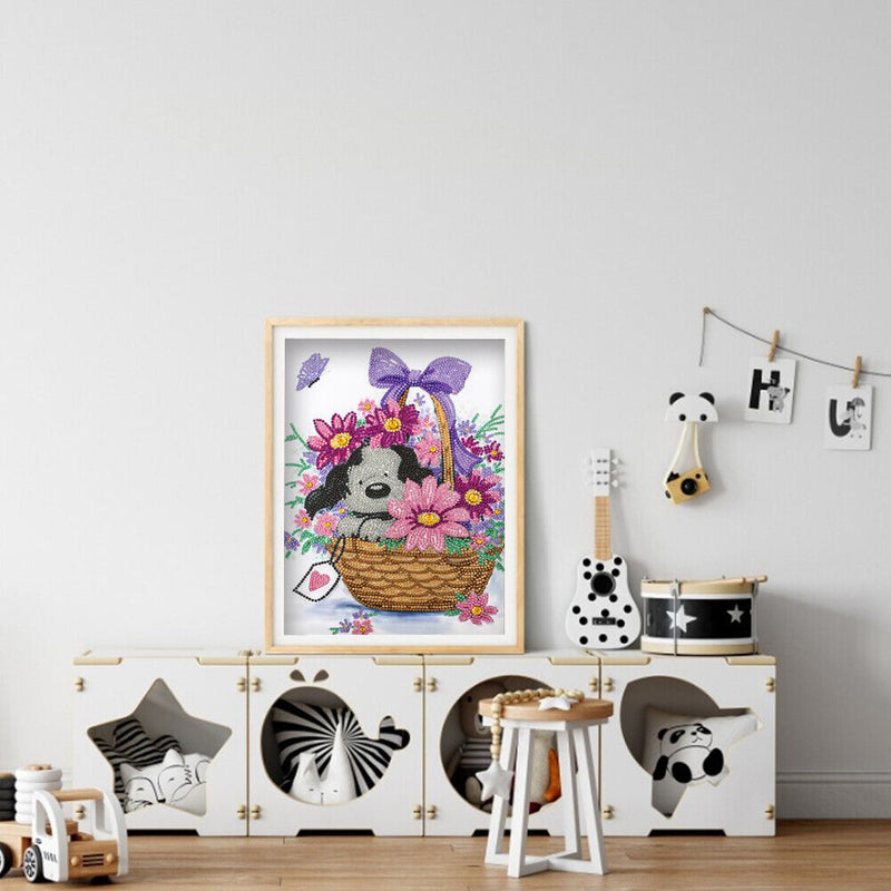 5D Diamond Flower Basketball Puppy Full Drill Rhinestone Mosaic Art Picture Kits