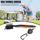 Retractable Golf Club Brush Groove Cleaner w/ Clip for Irons Woods (Orange)