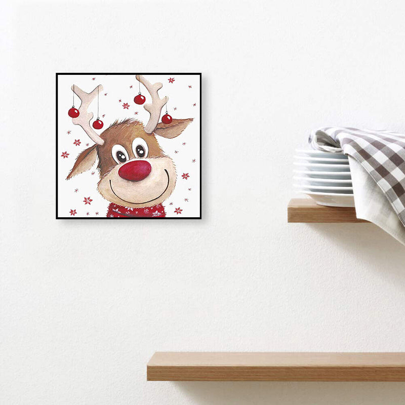 20X20cm Oil Paint By Numbers Christmas Elk Frameless Picture Crafts Home De