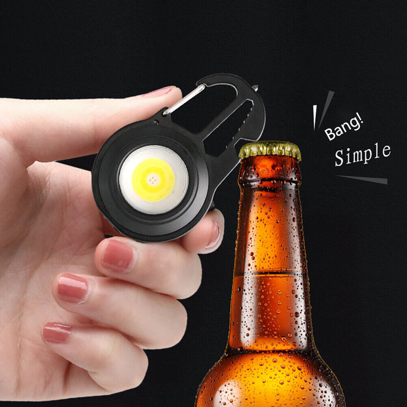 #A Multi-functional LED COB Flashlight Keychain Portable Bottle Opener for Campi