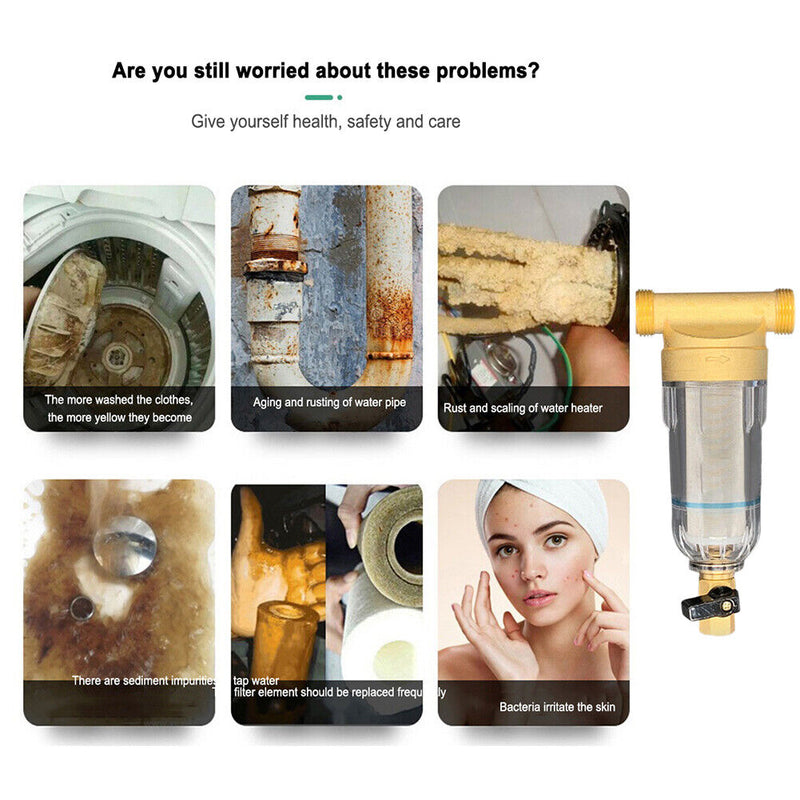 Copper Faucets Front Purifier Household Tap Water Heater Pre-Filter (20mm) Newly