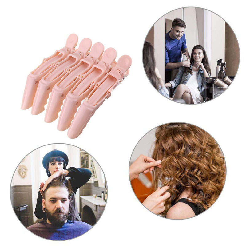 5pcs Sectioning Hair Clamps Alligator Clips Hairdressing Hair Grips (Pink) Newly
