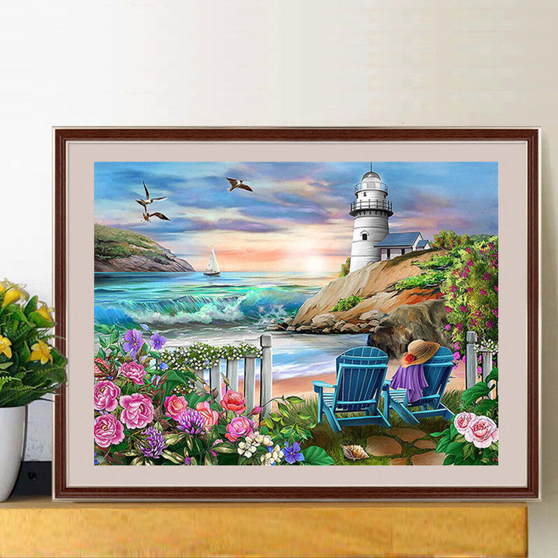 Seaside Lighthouse Diamond Painting Kits Full Square Drill Wall Art Decor (2)