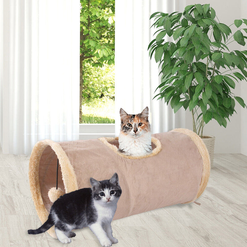 Cat Tunnel Funny Pets Kitten Indoor Play Tunnel Tubes Puzzle Toys (Grey)