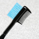 Double-ended Eyebrow Brush Eyelash Brush Comb and Round Comb Teeth (Blue)