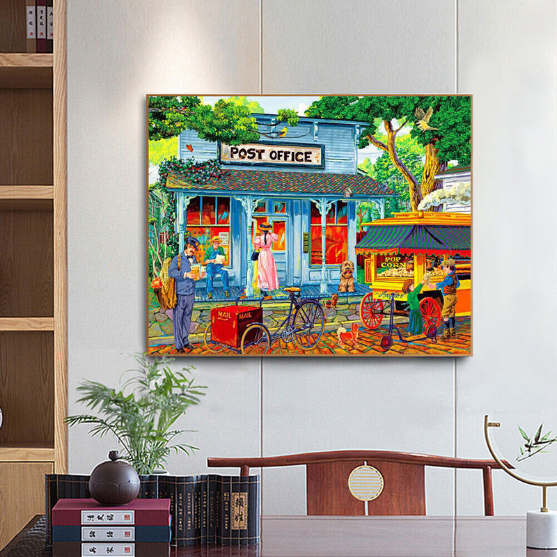 Street Coffee Shop Oil Paint By Numbers Kit DIY Acrylic Painting on Canvas